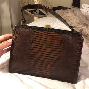 Brown vintage crocodile skin bag
